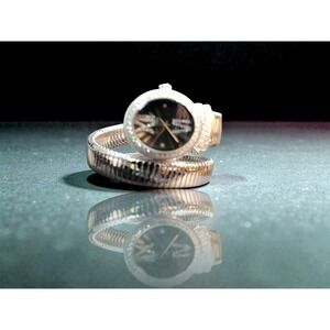 Judith Ripka Women's Silver Tone Crystal Bezel Tubogas Watch with Coil Band